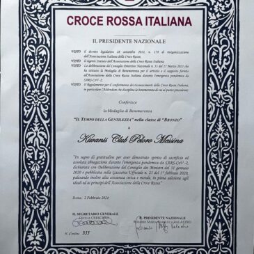 KC Peloro Messina – Al club la Medaglia di Benemerenza della Croce Rossa Italiana