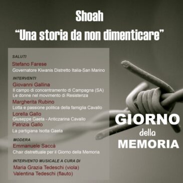 Dal Chair Giorno della Memoria, Emmanuela Saccà – Evento distrettuale sulla Shoah 27-01-2025 – ore 10,00