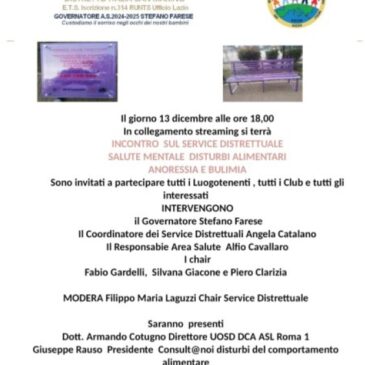 KC Siracusa – Partecipazione all’incontro on line su Anoressia e Bulimia