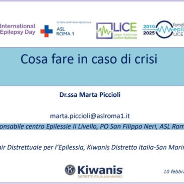 Convegno sull’Epilessia – Relazione del Chair Dott.ssa Marta Piccioli