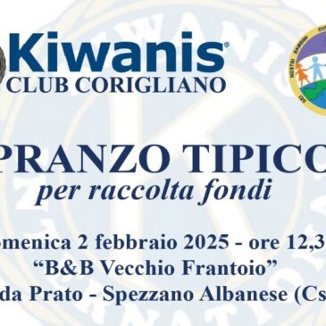 KC Corigliano – Pranzo “Tipico” per raccolta fondi per il Kiwanis Children’s Fund