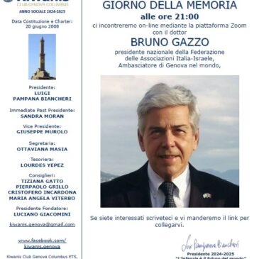 KC Genova Columbus – Commemorazione del Giorno della Memoria in videoconferenza